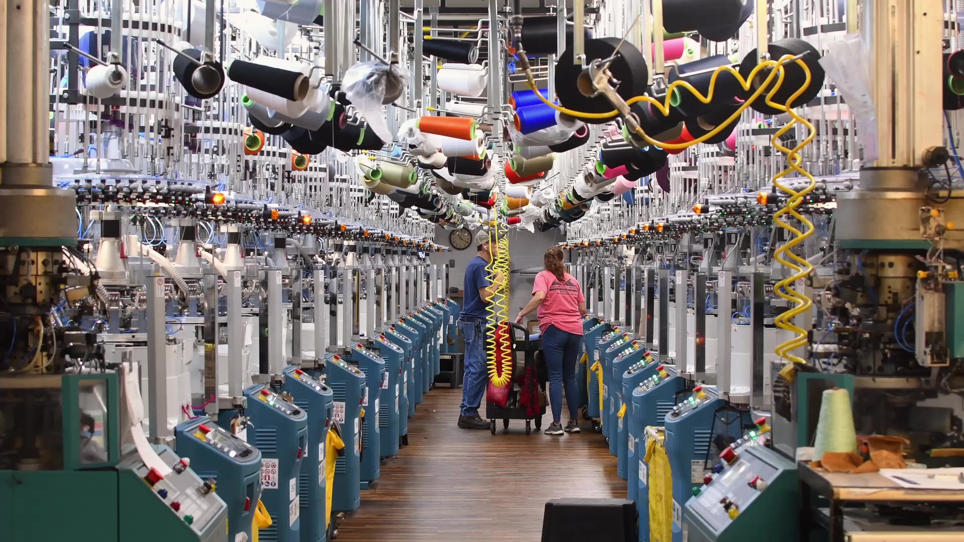 The Nester Hosiery knitting floor in Mount Airy, North Carolina