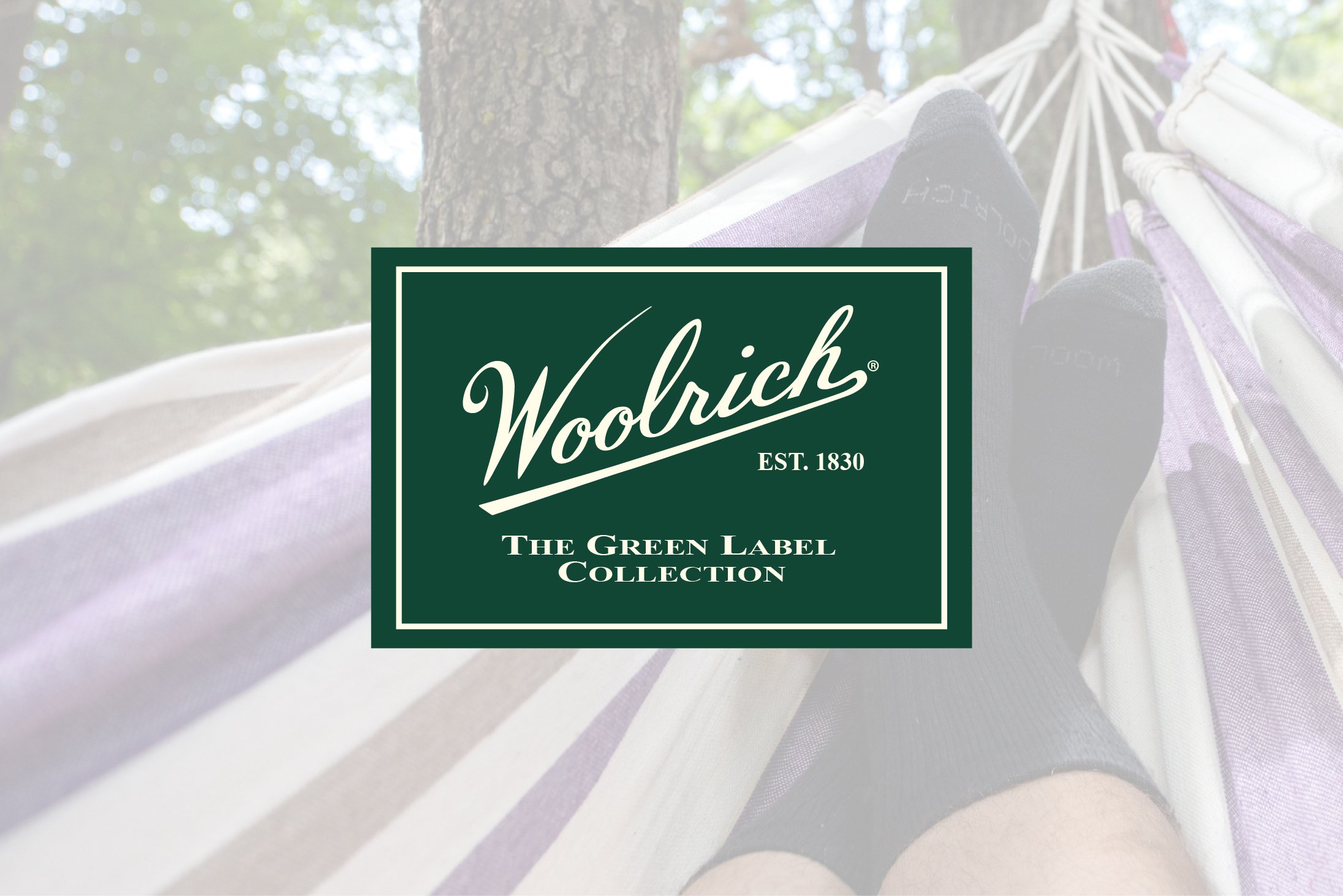 Woolrich socks relaxing in a hammock